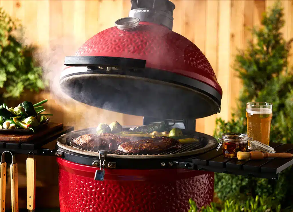 Kamado Joe Classic Joe Red II with Cart, Side Shelves, Heat Deflector & Tools with KJ-CBH - Image 2