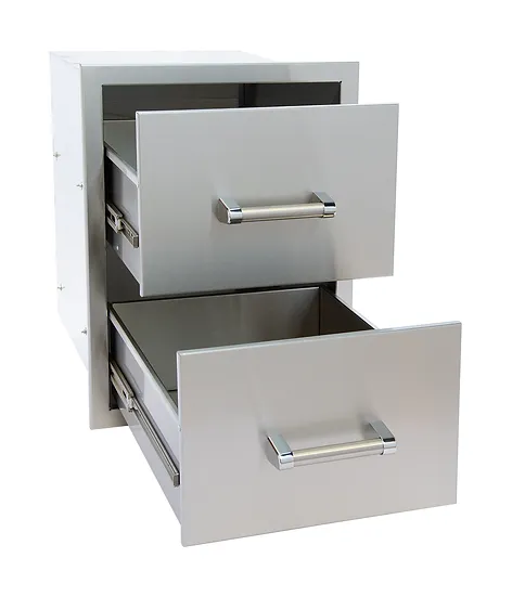 Kokomo Outdoor Kitchen Stainless Steel Double Drawer - Image 2